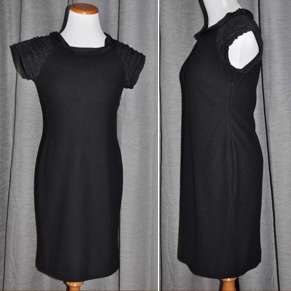 Vintage Ann Taylor Black Wool Sheath Dress (Little Black Dress) Size 0